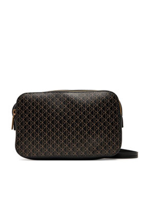 Calvin Klein Torebka Emblem Aop Elongated Camera Bag LV04F3268G Czarny. Kolor: czarny. Materiał: skórzane