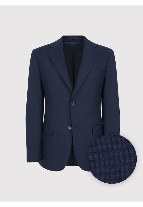 Pako Lorente - PAKO LORENTE - Granatowa marynarka garniturowa z wełną. Okazja: na spotkanie biznesowe. Kolor: niebieski. Materiał: wełna. Styl: biznesowy