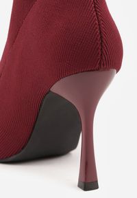 Renee - Bordowe Botki na Szpilce Vices z Elastyczną Cholewką Nallafia. Okazja: na co dzień. Kolor: czerwony. Szerokość cholewki: normalna. Obcas: na szpilce. Styl: casual, glamour, klasyczny #4