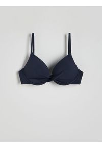 Reserved - Góra od bikini - granatowy. Kolor: niebieski. Materiał: materiał. Wzór: gładki