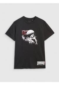 4f - 4F T-shirt regular z nadrukiem siatkarskim męski - czarny XL. Okazja: na co dzień, do domu. Kolor: czarny. Materiał: bawełna, jersey, materiał. Wzór: nadruk. Styl: sportowy, klasyczny, casual