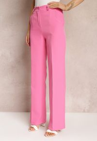 Renee - Różowe Spodnie w Kant w Garniturowym Stylu High Waist Jaessa. Stan: podwyższony. Kolor: różowy. Styl: elegancki #5
