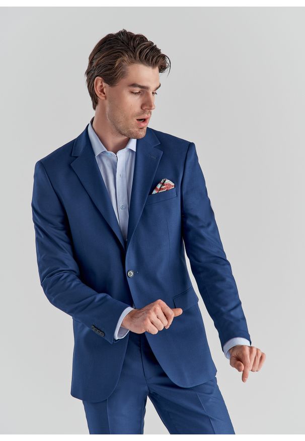 Pako Lorente - PAKO LORENTE – Granatowe spodnie garniturowe P22SF-6G-019-G-S. Kolor: niebieski. Materiał: poliester, wiskoza, elastan