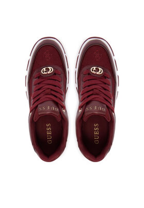 Guess Sneakersy FLFBRT ELE12 Bordowy. Kolor: czerwony. Materiał: skóra