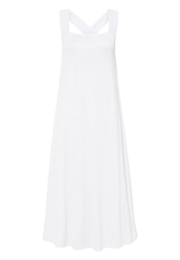 Sukienka oversize z krepy bonprix biały. Kolor: biały. Długość rękawa: na ramiączkach. Typ sukienki: oversize