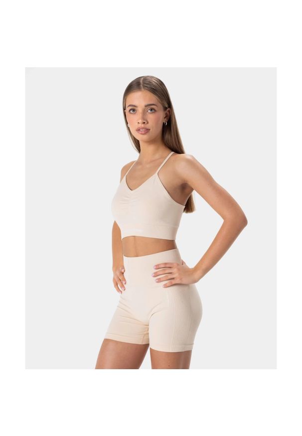 Biustonosz bezszwowy Carpatree Allure beżowy. Kolor: beżowy. Sport: fitness, joga i pilates