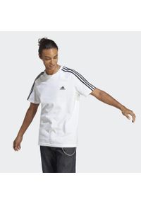 Adidas - Koszulka treningowa męska adidas Essentials Single Jersey 3-Stripes Tee. Kolor: biały, wielokolorowy, czarny. Materiał: jersey