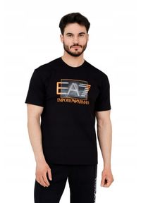 EA7 Emporio Armani - EA7 Męski czarny t-shirt z holograficznym logo, Rozmiar S. Kolor: czarny #3