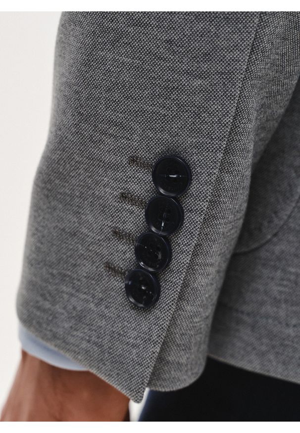 Pako Lorente - PAKO LORENTE - Jasnoszara marynarka z dzianiny. Kolor: szary. Materiał: dzianina. Sezon: wiosna