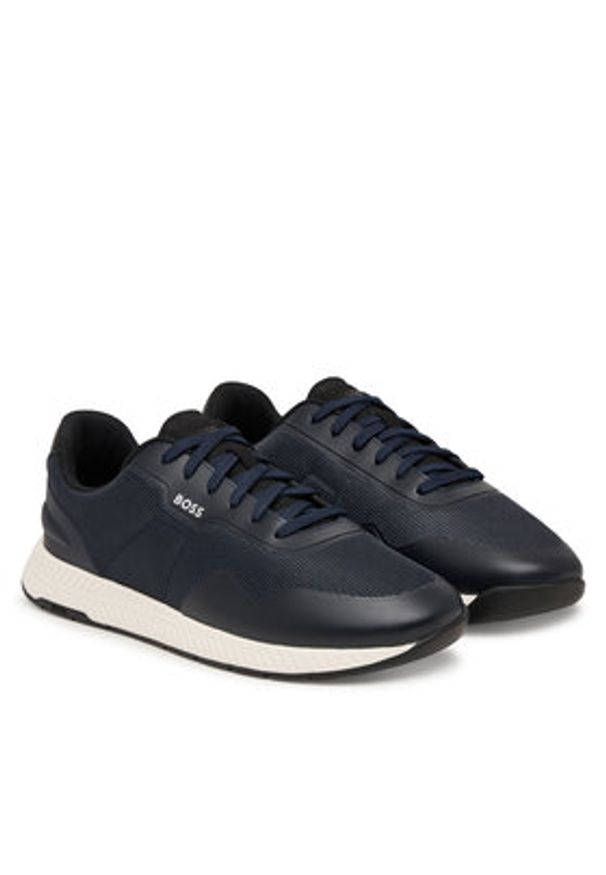 BOSS Sneakersy Titanium 50563962 Granatowy. Kolor: niebieski. Materiał: skóra