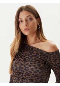 Guess Bluzka W5BP08 K1492 Brązowy Slim Fit. Kolor: brązowy. Materiał: syntetyk #5