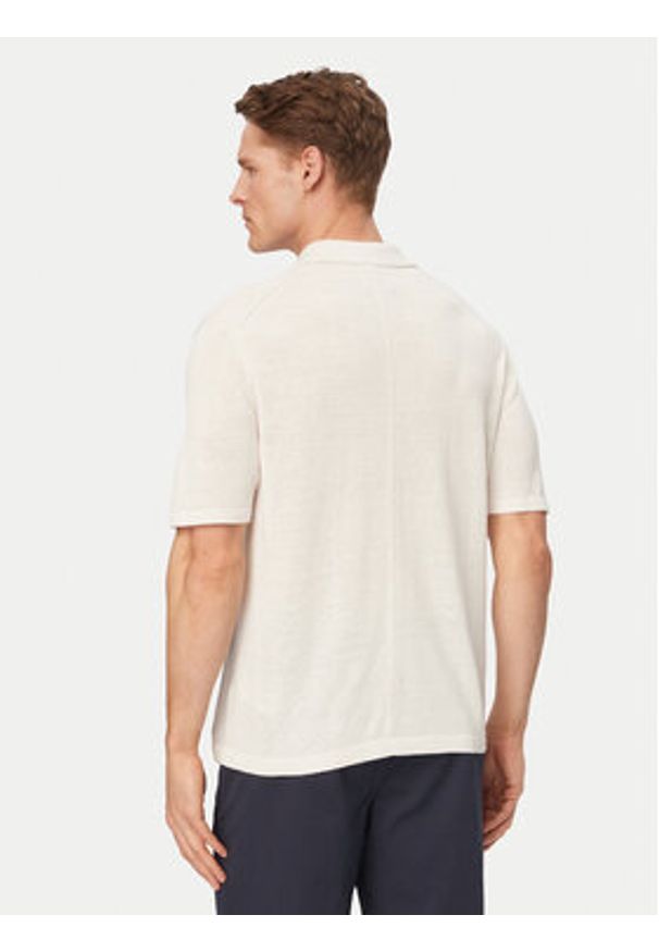 Calvin Klein Polo LV04LF313G Biały Regular Fit. Typ kołnierza: polo. Kolor: biały. Materiał: len