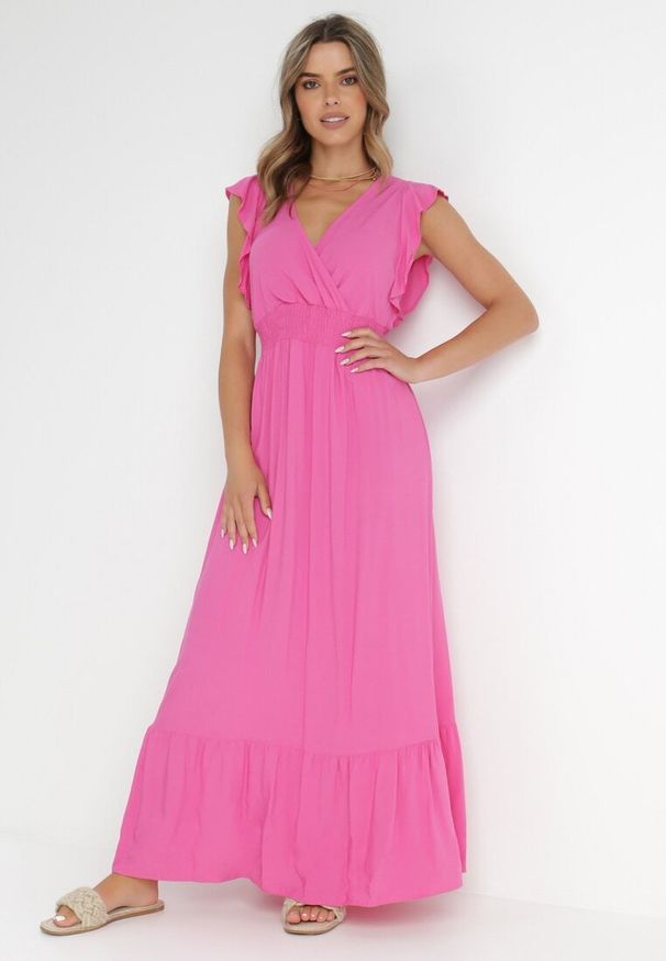 Born2be - Różowa Sukienka Hypsanie. Typ kołnierza: dekolt kopertowy. Kolor: różowy. Materiał: wiskoza. Typ sukienki: kopertowe. Długość: maxi