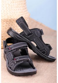 Casu - Czarne sandały na rzepy casu w90071. Zapięcie: rzepy. Kolor: czarny #1