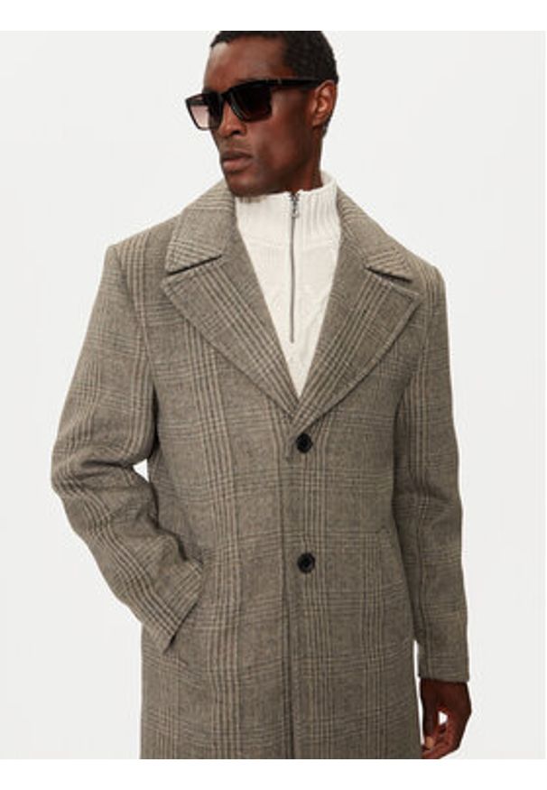 Guess Płaszcz wełniany M4BL14 WGGF0 Beżowy Regular Fit. Kolor: beżowy. Materiał: syntetyk