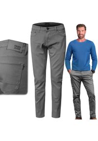 Bawełniane Spodnie Chinos, Regular - Pako Jeans - Ciemny Popiel. Okazja: na spotkanie biznesowe, do pracy. Materiał: elastan, bawełna. Styl: klasyczny, biznesowy #4