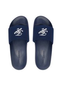 TOMMY HILFIGER - Tommy Hilfiger Klapki Th Script Pool Slide FW0FW09286 Niebieski. Kolor: niebieski. Materiał: materiał #5