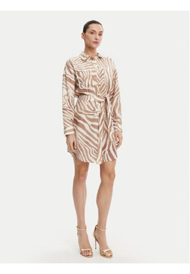 Marciano Guess Sukienka koszulowa 5GGK41 7314A Beżowy Regular Fit. Kolor: beżowy. Materiał: lyocell. Typ sukienki: koszulowe