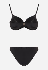 Born2be - Czarne Bikini z Marszczonym Biustonoszem i Figami Kąpielowymi z Cyrkoniami Kaliasa. Kolekcja: plus size. Kolor: czarny. Długość: długie. Wzór: aplikacja #4