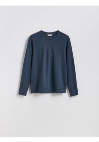 Reserved - Longsleeve regular - granatowy. Kolor: niebieski. Materiał: bawełna, dzianina. Długość rękawa: długi rękaw