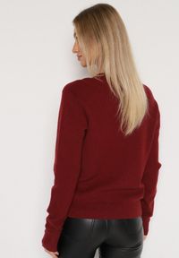 Born2be - Bordowy Sweter z Wiskozą i Wełną z Dekoltem w Serek Claida. Okazja: na co dzień. Typ kołnierza: dekolt w serek. Kolor: czerwony. Materiał: wełna, wiskoza. Styl: casual #7
