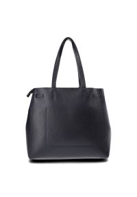 Granatowa Torebka Venezia Shopperka Skórzana. Kolor: niebieski. Materiał: skórzane. Styl: elegancki #4