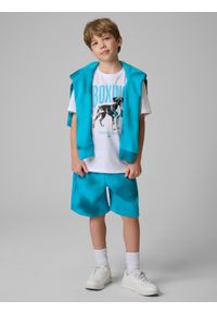 4f - 4F T-shirt regular z nadrukiem chłopięcy - biały 158 (12-13 lat). Okazja: na co dzień, na uczelnię. Kolor: biały. Materiał: materiał. Wzór: nadruk. Sezon: lato. Styl: casual, sportowy #2