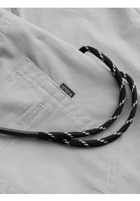 Ombre Clothing - Spodnie męskie materiałowe JOGGERY z ozdobnym sznurkiem - jasnoszare V2 P908 - XXL. Kolor: szary. Materiał: materiał