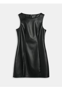 Sinsay - Sukienka mini z imitacji skóry - czarny. Kolor: czarny. Materiał: skóra. Długość: mini #1