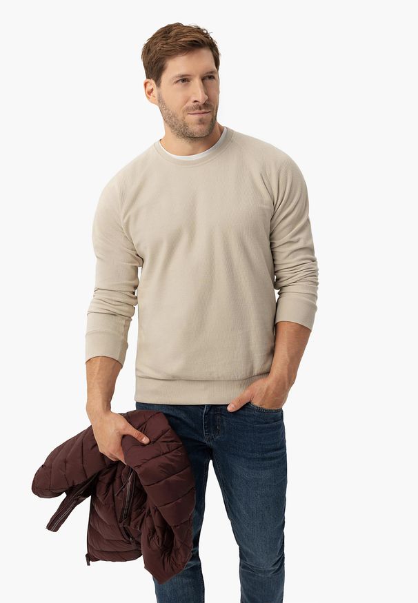 Volcano - Bluza ze strukturą B-LION. Okazja: na co dzień. Materiał: bawełna, materiał. Długość rękawa: raglanowy rękaw. Styl: casual, klasyczny, sportowy