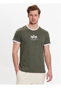 Alpha Industries T-Shirt Basic T Contrast 106501 Zielony Regular Fit. Kolor: zielony. Materiał: bawełna