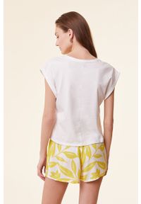 Etam t-shirt piżamowy kolor beżowy bawełniana. Kolor: beżowy. Materiał: bawełna. Długość: krótkie #4