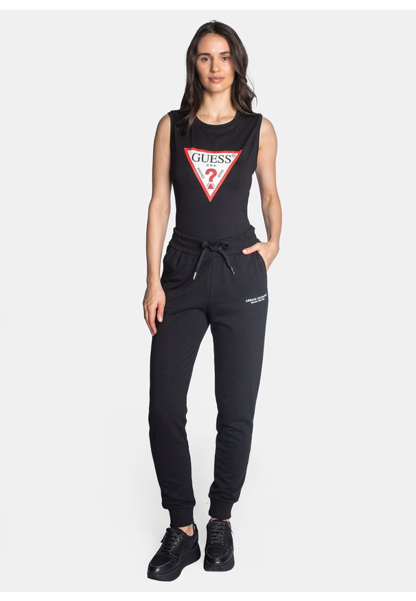 Spodnie dresowe damskie czarne Armani Exchange 8NYPBA YJE5Z 1200. Kolor: czarny. Materiał: dresówka