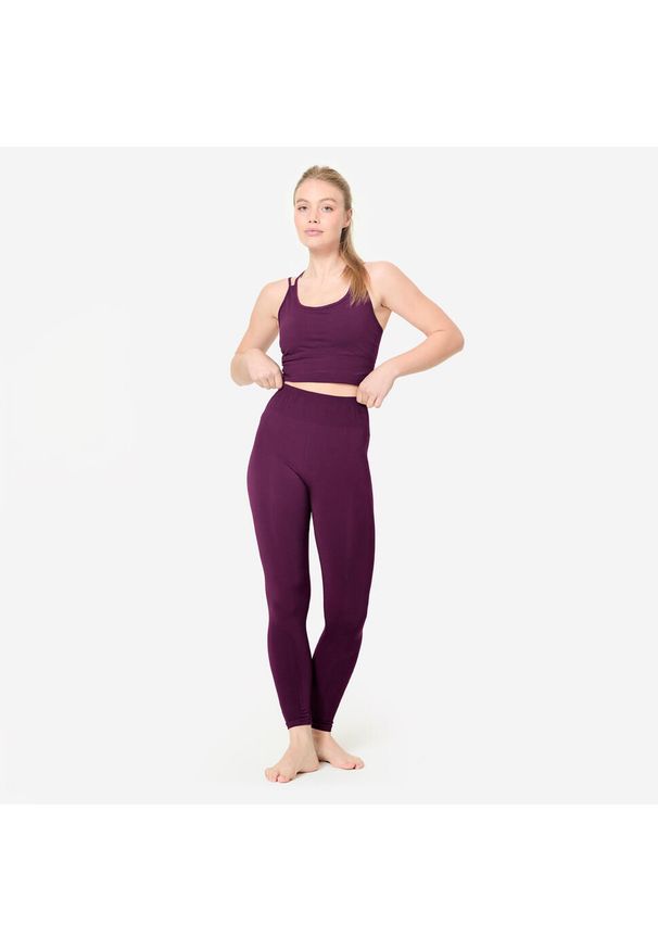Decathlon - Stanik sportowy Kimjaly. Kolor: fioletowy. Materiał: poliester, elastan, poliamid, materiał. Sport: turystyka piesza, joga i pilates, golf, fitness
