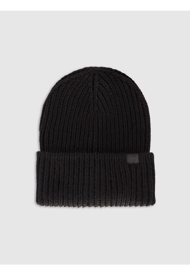 4f - 4F Czapka zimowa damska - czarna Uniwersalny. Kolor: czarny. Materiał: wełna, akryl, materiał. Sezon: zima. Styl: casual