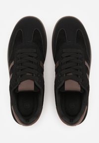Renee - Czarno-Brązowe Casualowe Sneakersy z Ekozamszu na Płaskiej Podeszwie Pemeriana. Okazja: na co dzień. Nosek buta: okrągły. Zapięcie: sznurówki. Kolor: czarny. Materiał: skóra, syntetyk, materiał, nubuk. Obcas: na płaskiej podeszwie. Wysokość obcasa: niski #6