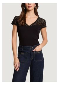 Morgan Bluzka 251-DFLO Czarny Slim Fit. Kolor: czarny. Materiał: wiskoza #1