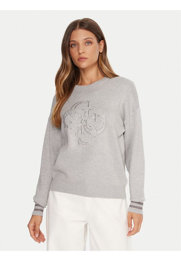 Guess Sweter W5BR42 Z26I2 Szary Relaxed Fit. Kolor: szary. Materiał: wiskoza