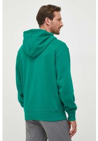 BOSS Orange - BOSS bluza bawełniana BOSS ORANGE męska kolor zielony z kapturem z nadrukiem. Typ kołnierza: kaptur. Kolor: zielony. Materiał: bawełna. Wzór: nadruk #2