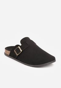 Born2be - Czarne Klapki Typu Chodaki na Korkowej Podeszwie Andrena. Okazja: na co dzień. Kolor: czarny. Materiał: jeans, len. Styl: klasyczny, casual #2