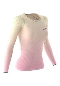 SMMASH - Koszulka fitness z długim rękawem damska Smmash Lotus Flower kompresyjna. Kolor: różowy, beżowy, wielokolorowy. Długość rękawa: długi rękaw. Długość: długie. Sport: fitness #1