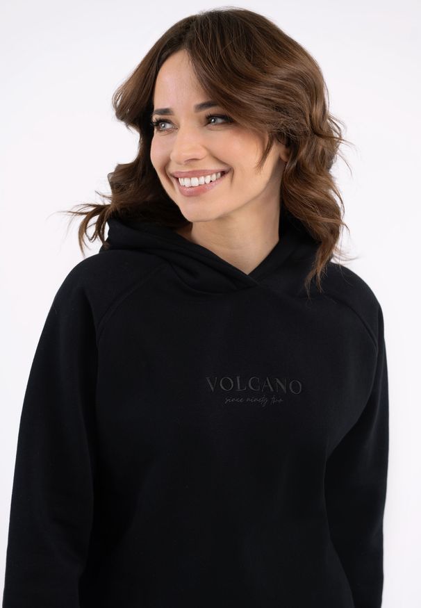 Volcano - Bluza z kapturem B-SPARKLE. Typ kołnierza: kaptur. Materiał: poliester, bawełna, włókno, materiał. Długość rękawa: raglanowy rękaw. Wzór: napisy, aplikacja, haft. Styl: klasyczny