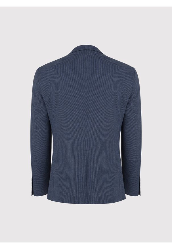 Pako Lorente - PAKO LORENTE - Granatowa marynarka w prążek z lnem. Kolor: niebieski. Materiał: len. Wzór: prążki. Sezon: jesień