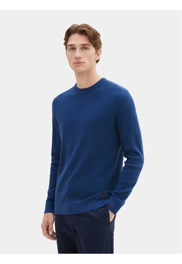 Tom Tailor Sweter 1038612 Niebieski Regular Fit. Kolor: niebieski. Materiał: bawełna