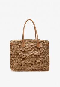 Renee - Beżowa Pleciona Torebka o Dużym Fasonie Tote w Stylu Boho Emerria. Kolor: beżowy. Sezon: lato. Styl: boho