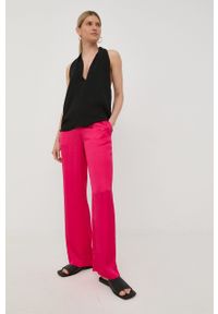 Birgitte Herskind spodnie damskie kolor fioletowy proste high waist. Okazja: na co dzień. Stan: podwyższony. Kolor: fioletowy. Materiał: guma, tkanina. Styl: casual