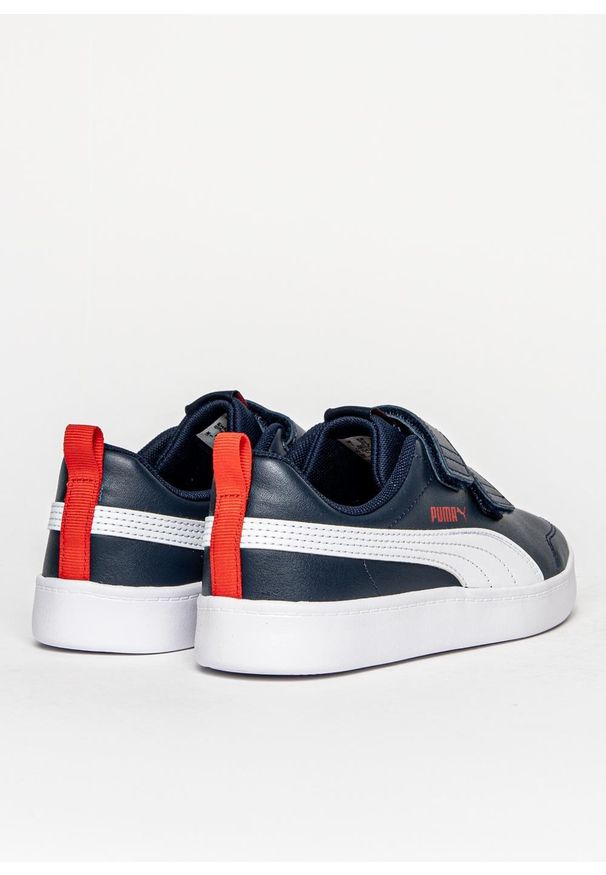 Buty sportowe dziecięce Puma Courtflex V2 V PS (371543-01). Zapięcie: rzepy. Kolor: niebieski. Materiał: syntetyk, materiał, guma. Szerokość cholewki: normalna