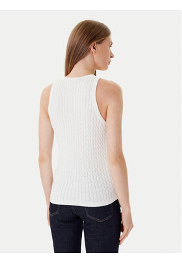 TOMMY HILFIGER - Tommy Hilfiger Top WW0WW45706 Écru Slim Fit. Materiał: bawełna