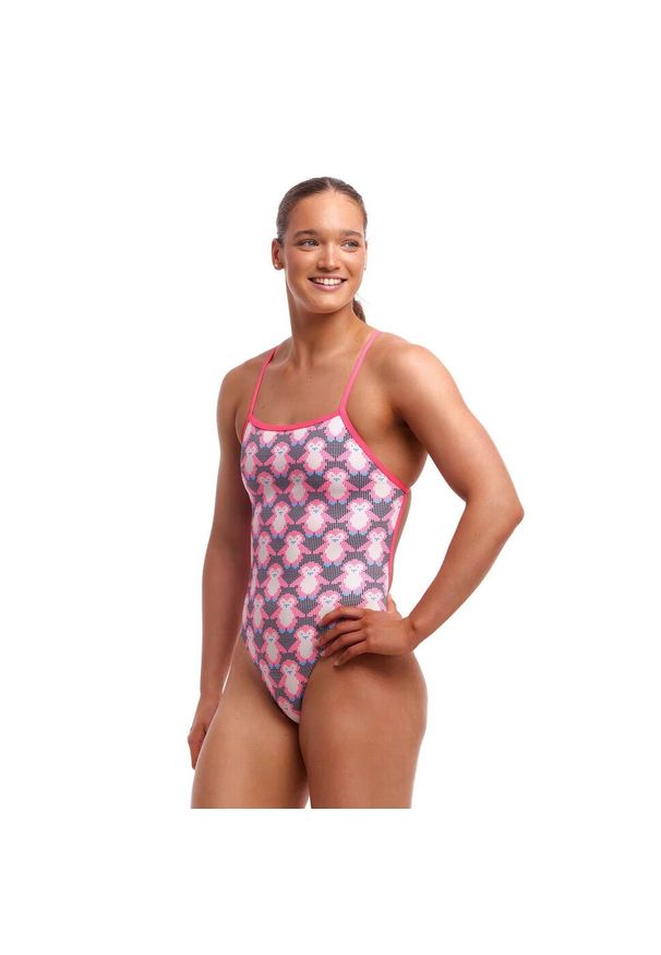 FUNKITA - Strój kąpielowy damski jednoczęściowy na basen plażę Funkita. Kolor: biały, wielokolorowy, różowy