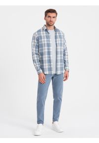 Ombre Clothing - Spodnie męskie jeansowe bez przetarć SLIM FIT - niebieskie V3 - Rozmiar: M. Okazja: na co dzień. Kolor: niebieski. Materiał: jeans. Wzór: gładki. Styl: elegancki, sportowy, casual #1